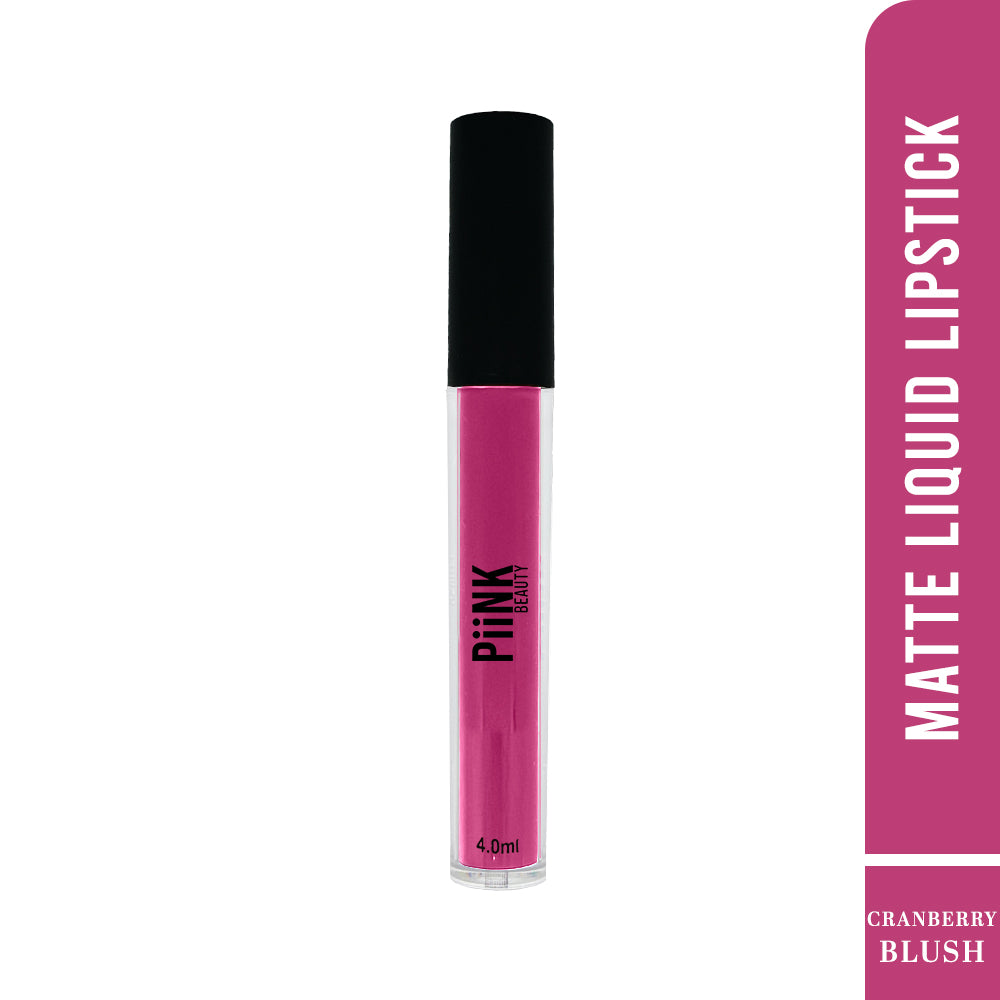 PiiNK Beauty Stay Put Liquid Lipstick | Long Lasting, Light Weight, Non Transfer, Water & Smudge Proof, Highly Pigmented | LL-11 Cranberry Blush 4.0 ml