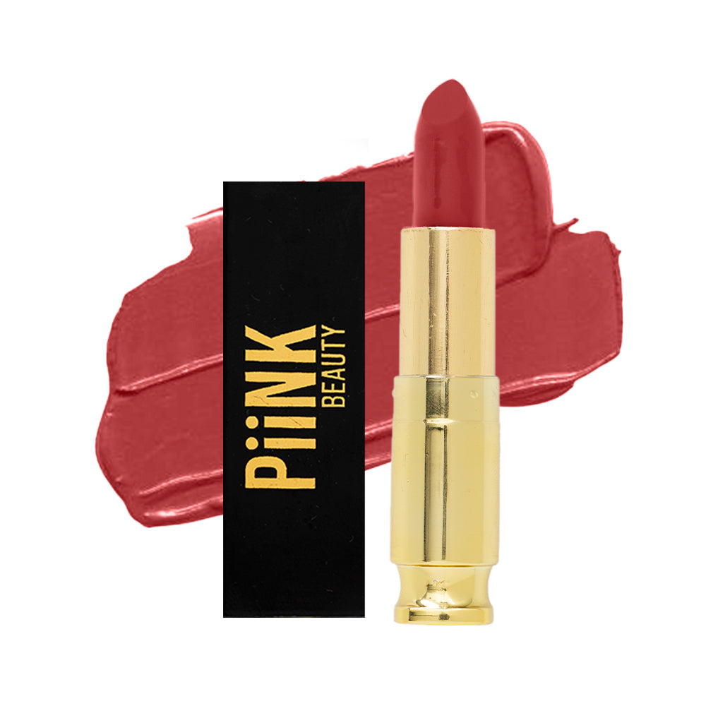 PiiNK Beauty Weightless Creamy Matte Lipstick- Rose Wood Red CM-08 (4.2g)